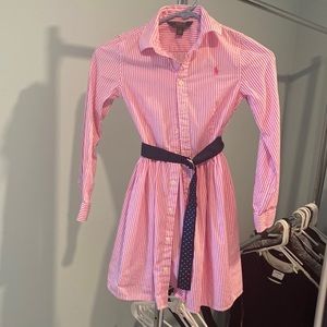 Preppy pink and white striped RL girls dress worn once for Easter!